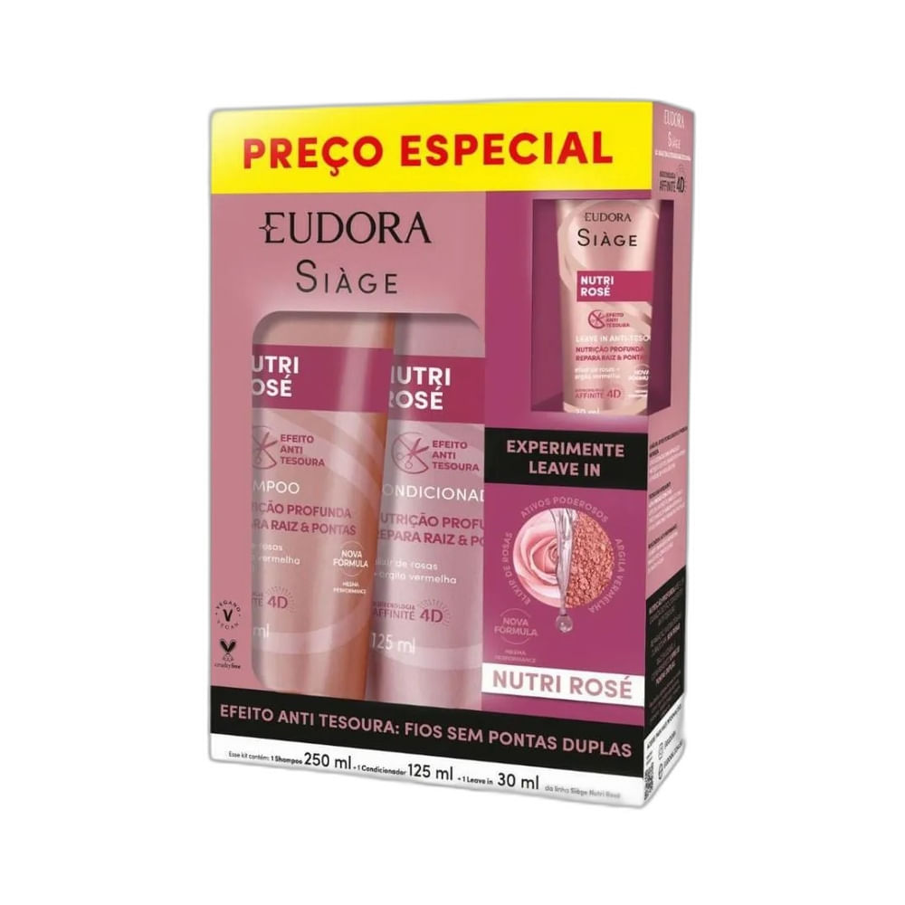 Imagem frontal da embalagem do Kit Siàge Nutri Rose da marca Eudora